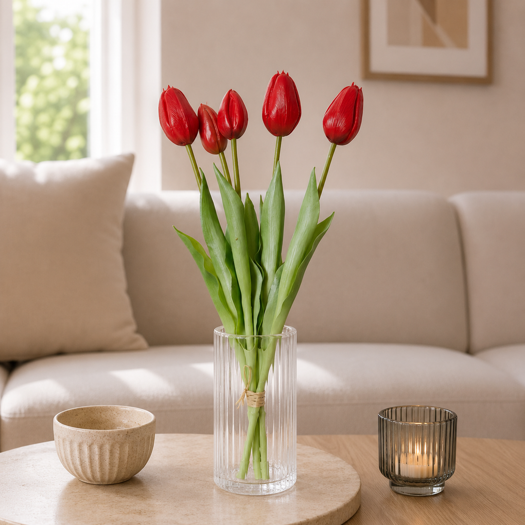 Tulpenstrauß 5 Stk. 39 cm rot
