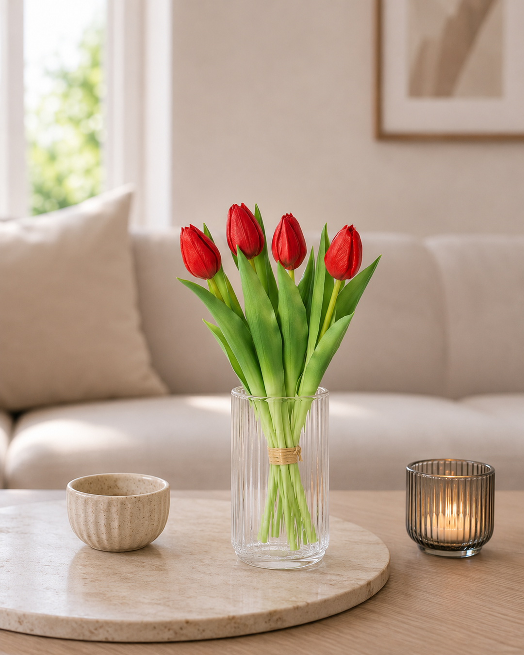 Tulipan buket 7 stk. 31 cm rød