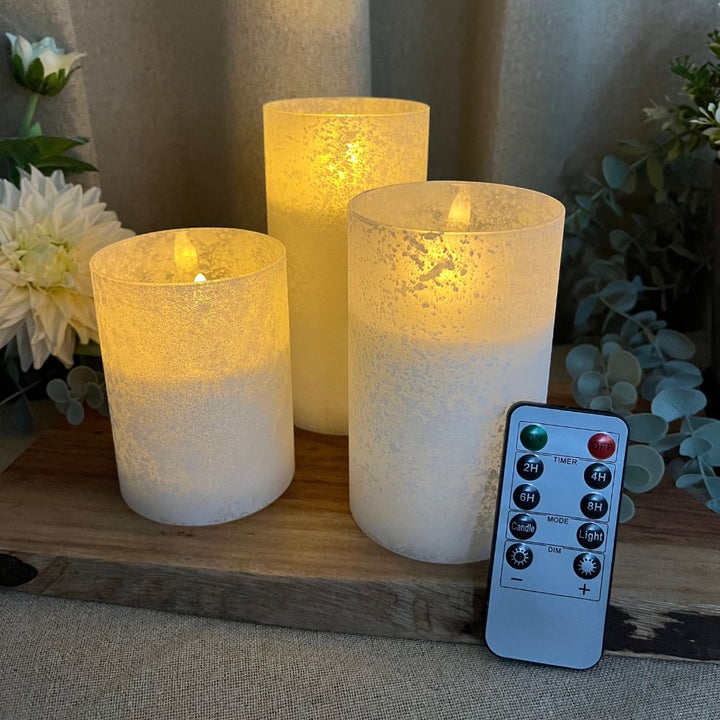 3-teiliges LED-Zylinderglas mit Fernbedienung