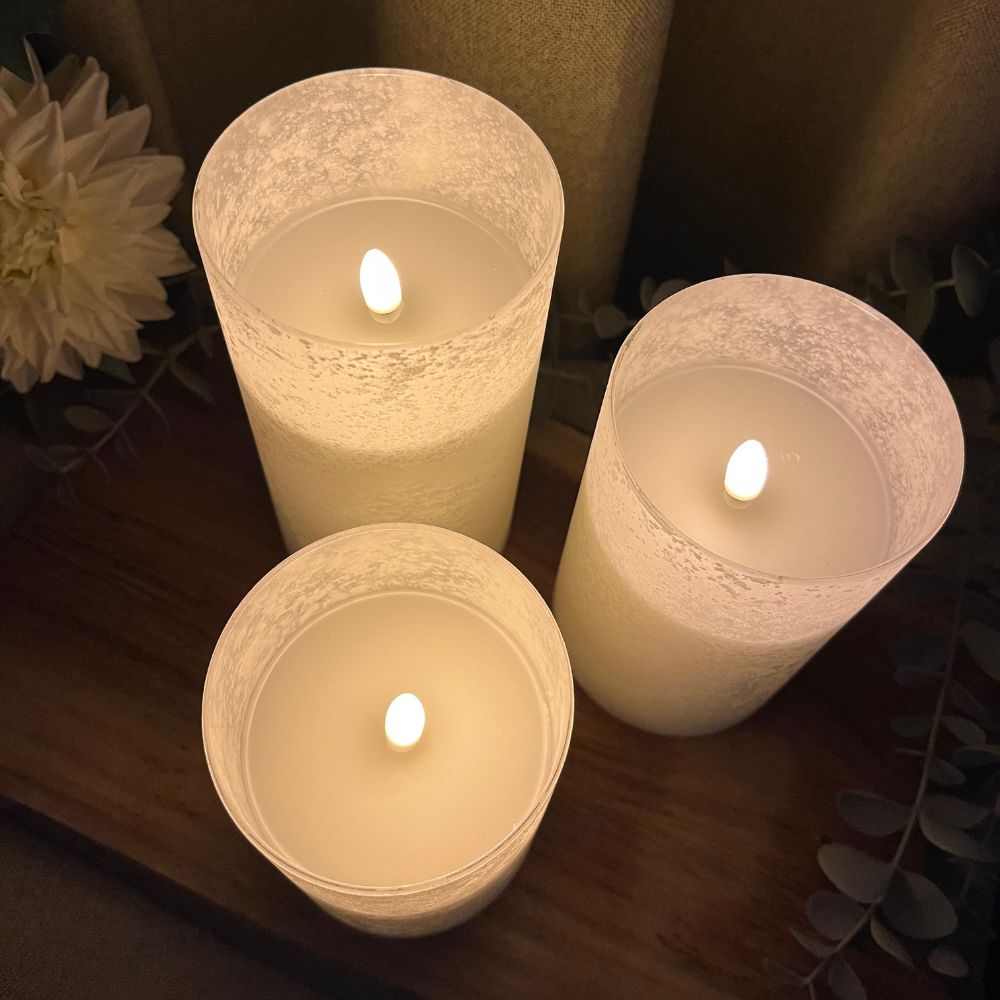 3-teiliges LED-Zylinderglas mit Fernbedienung