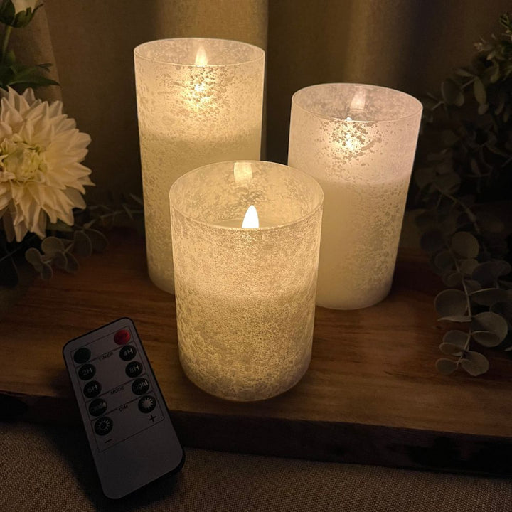 3-teiliges LED-Zylinderglas mit Fernbedienung
