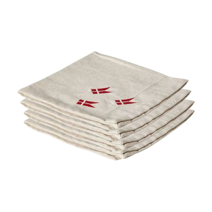 4er-Set Servietten aus Leinen mit Fähnchen – 40 x 40 cm