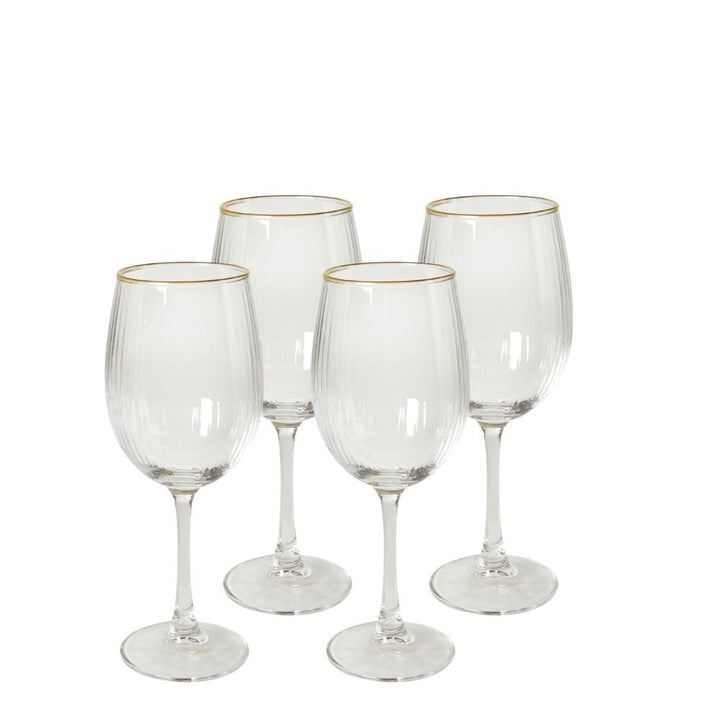 Weißweinglas 35 cl, geriffelt mit Goldrand - 4 Stück.