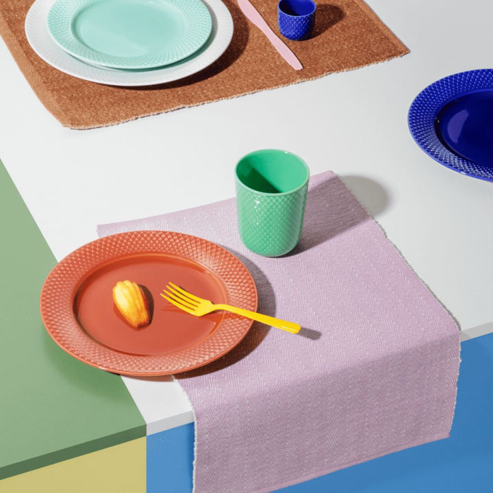 Lyngby Porzellan – Platzset mit Fischgrätmuster, 43 x 30 cm, türkis