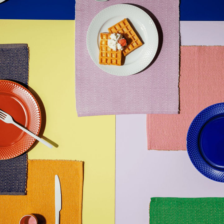 Lyngby Porzellan – Platzset mit Fischgrätmuster, 43 x 30 cm, türkis