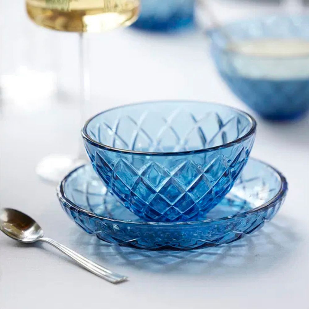 Lyngby – Glasschale „Sorrento“, Durchmesser 12 cm, 4 Stück, Blau