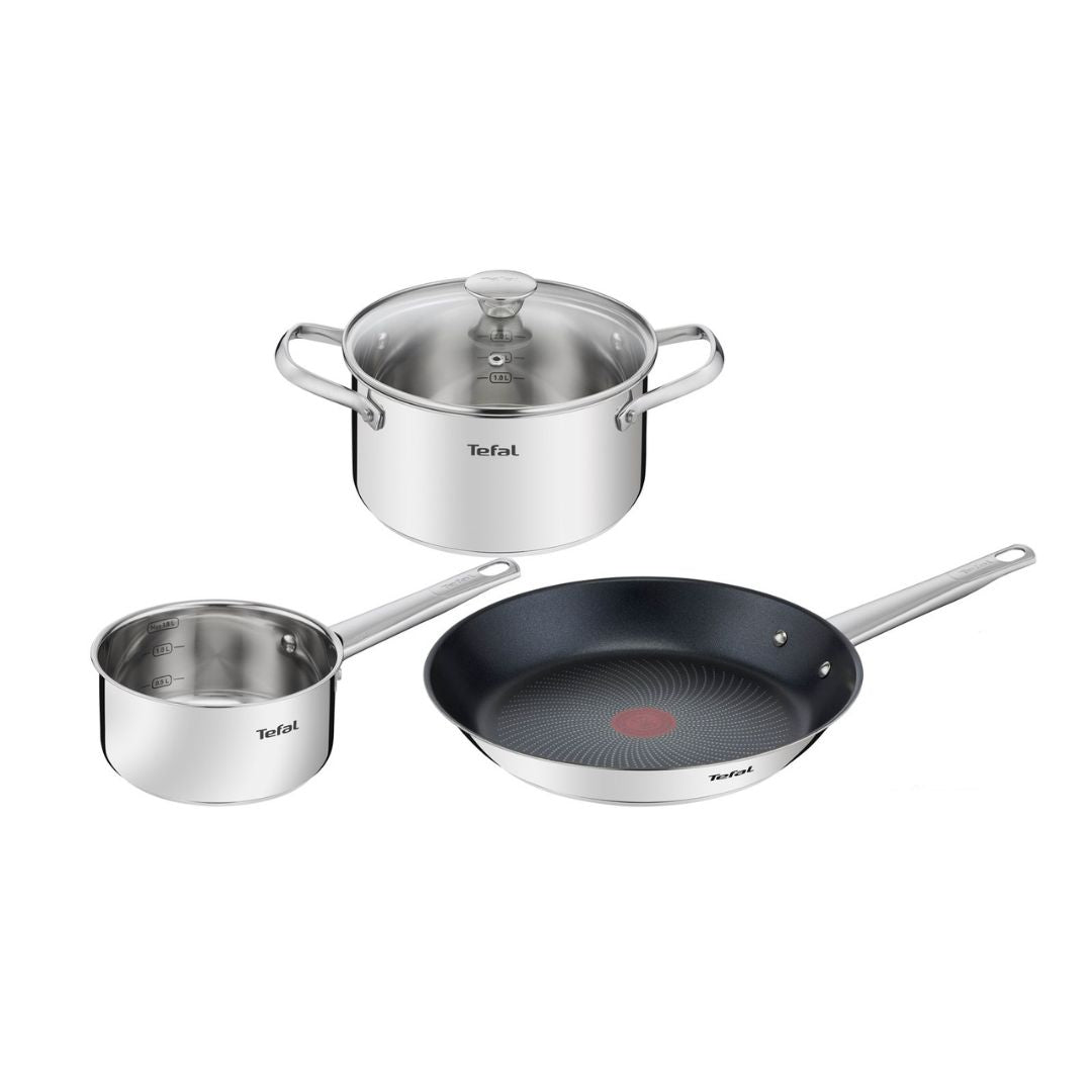Tefal - Cook eat Topf-/Pfannenset mit 4 Teilen aus Edelstahl