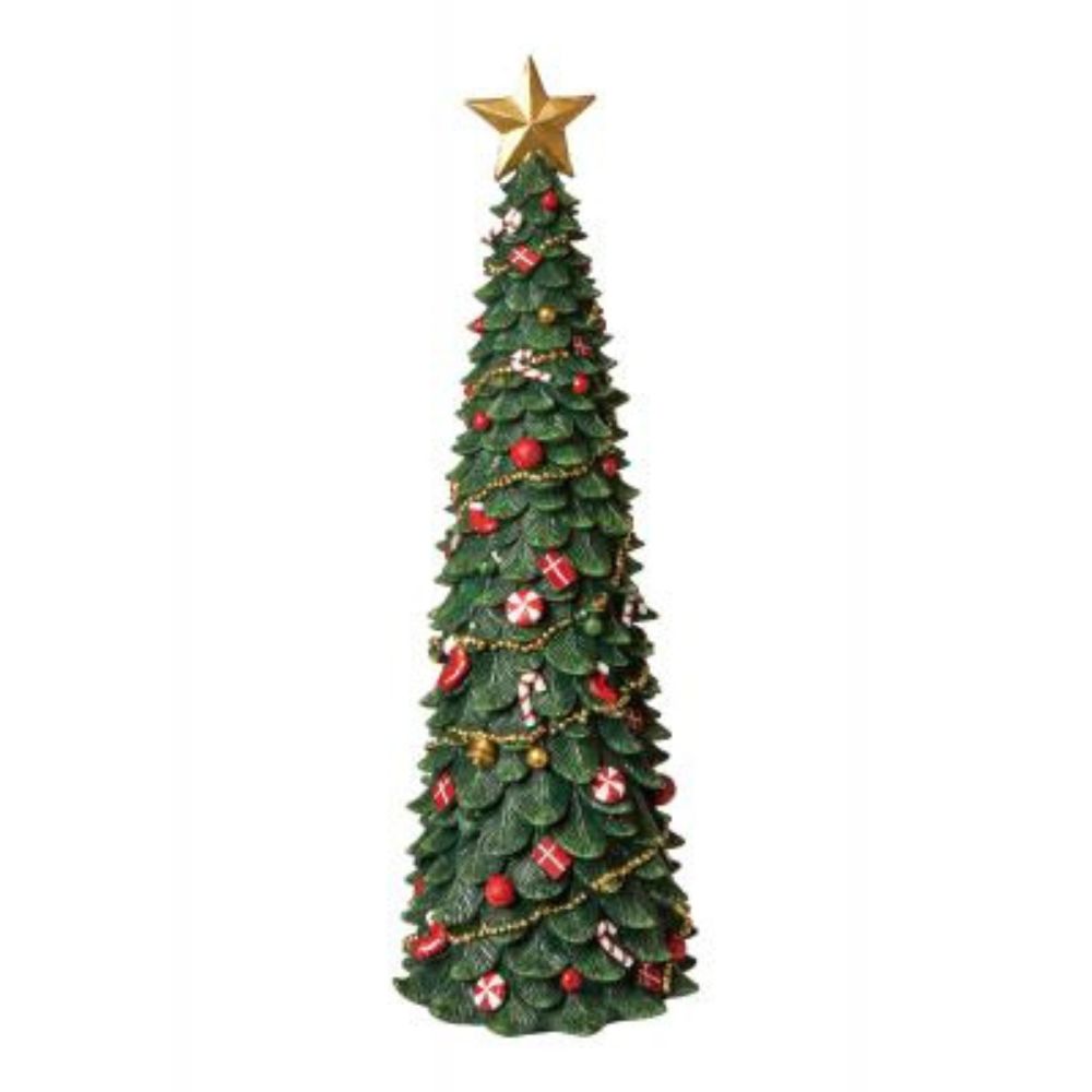 Weihnachtsbaum mit Dekoration, 50 cm, Polyresin, dunkelgrün