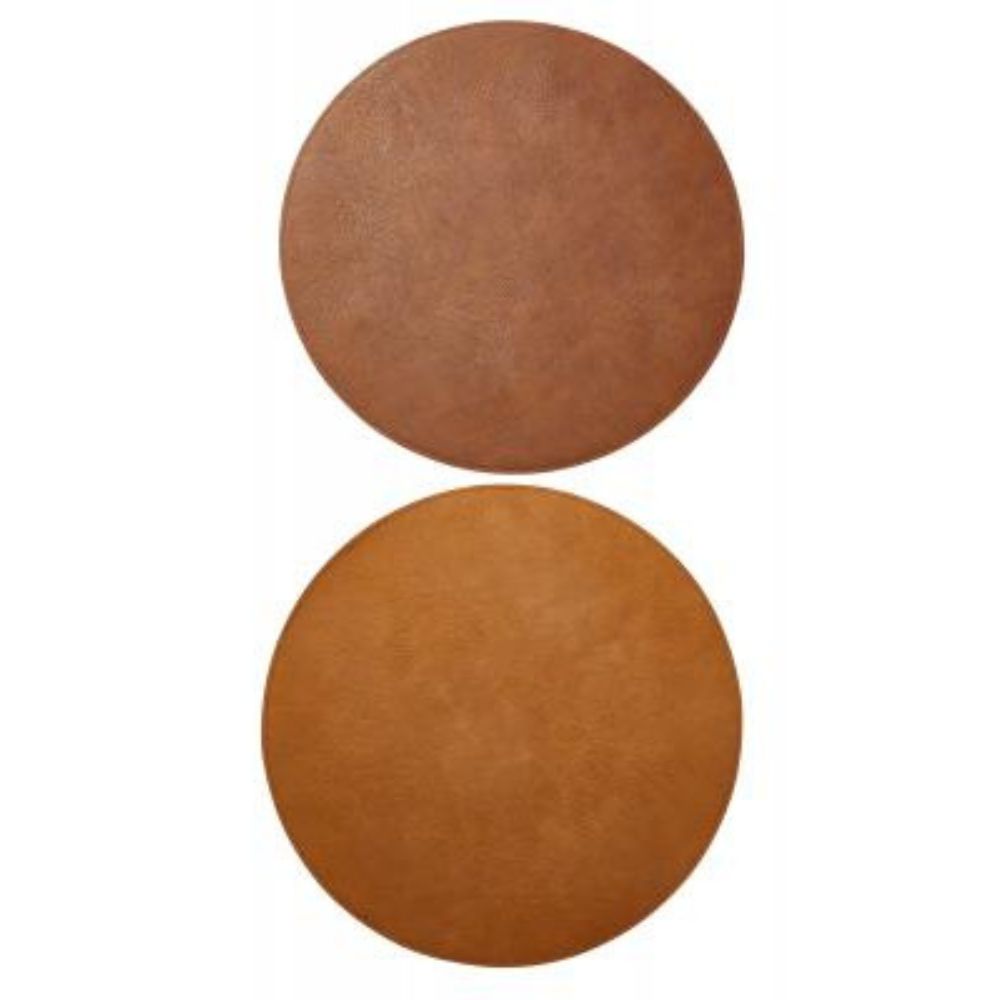 Wendbares Platzset – PU Ø38 cm Cognac/Natur