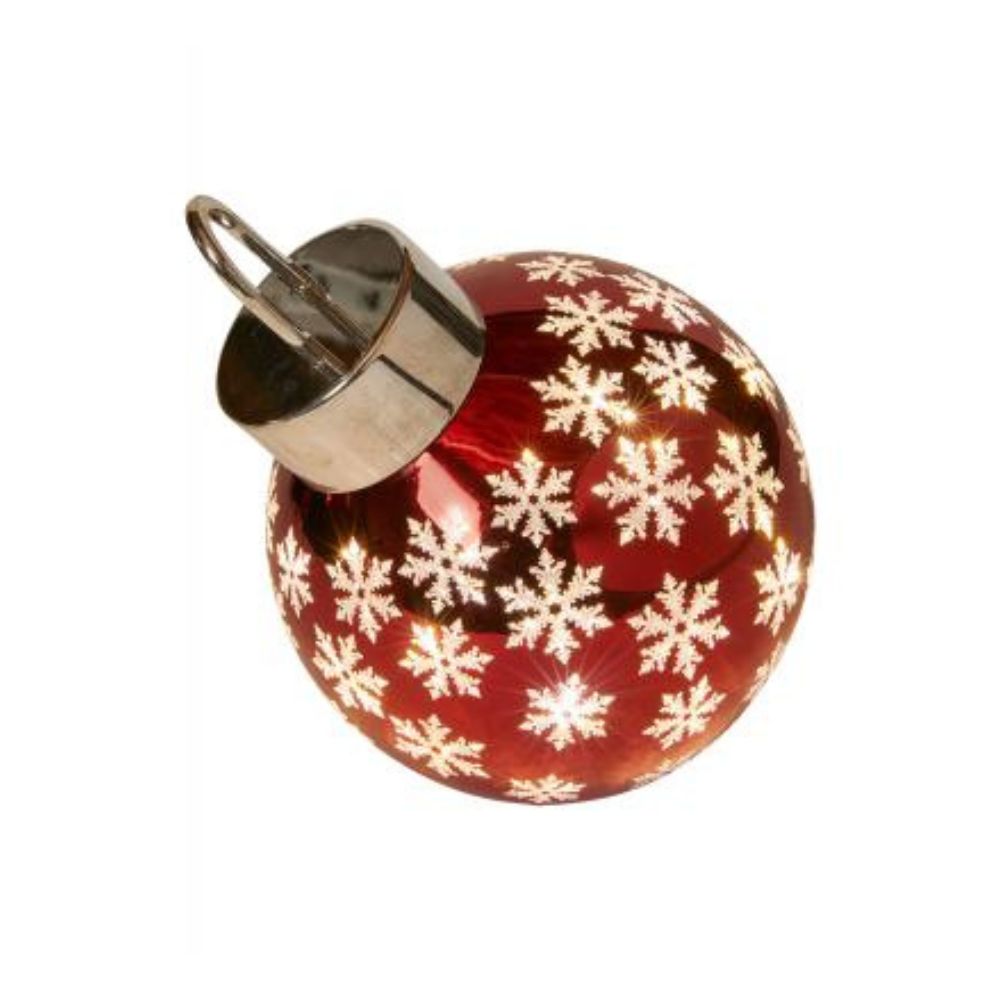 Weihnachtskugel mit LED und Schneeflocken, Ø 20 cm