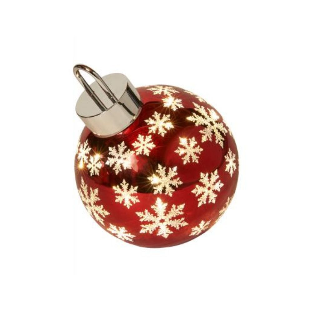 Weihnachtskugel mit LED und Schneeflocken, Ø 15 cm