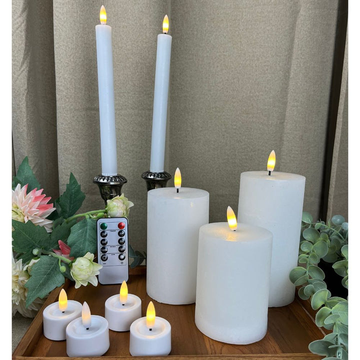 LED-Lichterkette, 10-teilig: 3 Blocklichter, 2 Kerzenlichter, 4 Teelichter, 1 Fernbedienung
