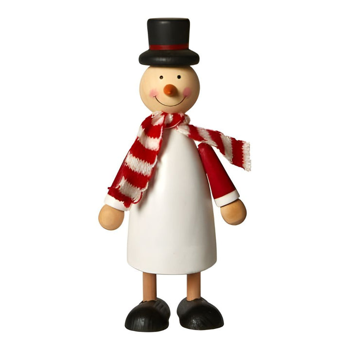 Schneemann mit Schal – aus Kiefernholz, 17,7 cm