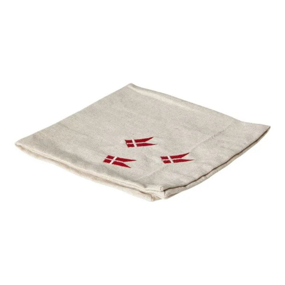 4er-Set Servietten aus Leinen mit Fähnchen – 40 x 40 cm