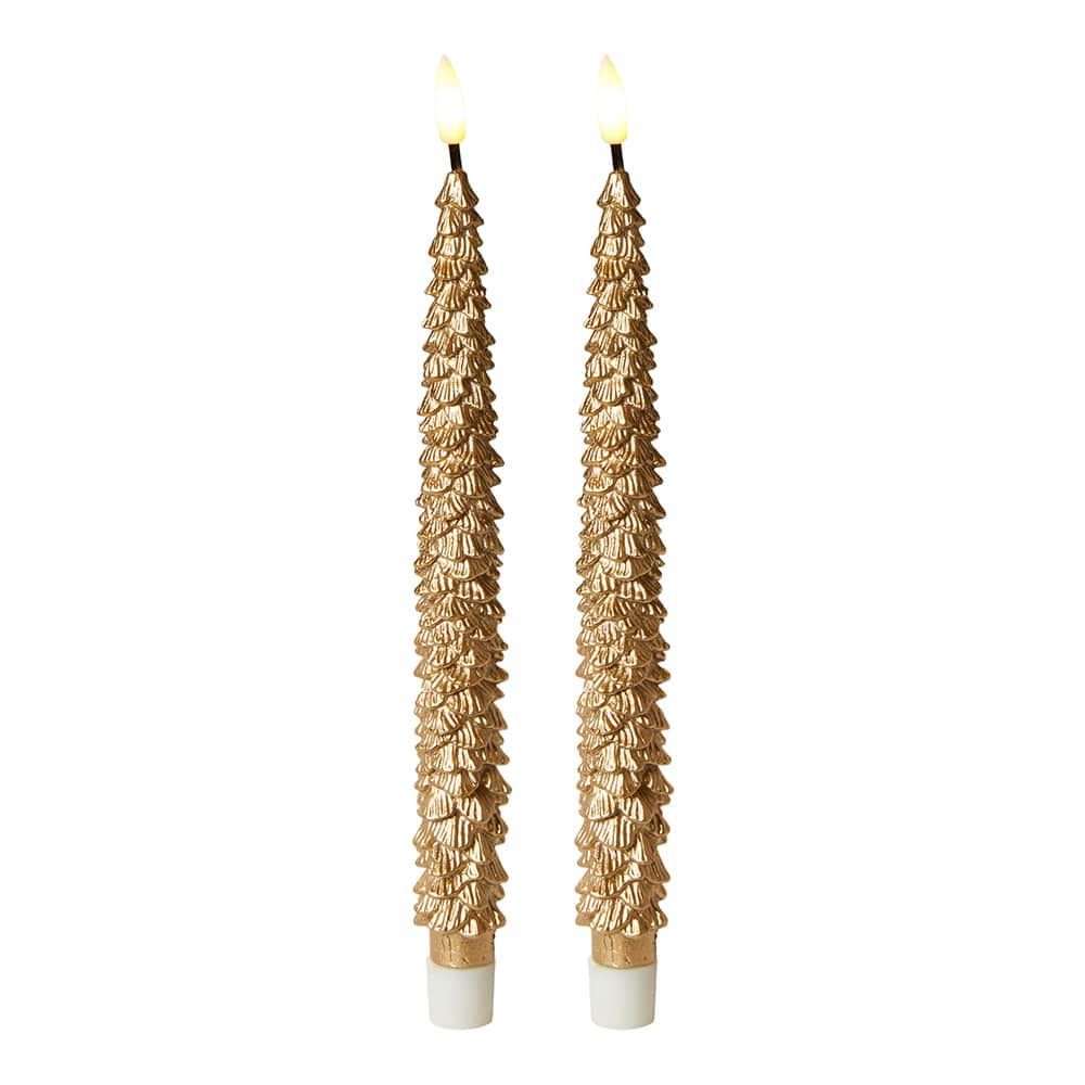 LED-Kerzenlichter - Weihnachtsbaum in Gold, 2 Stück, 25 cm, mit Fernbedienung