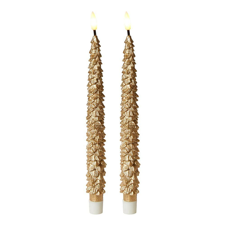 LED-Kerzenlichter - Weihnachtsbaum in Gold, 2 Stück, 25 cm, mit Fernbedienung