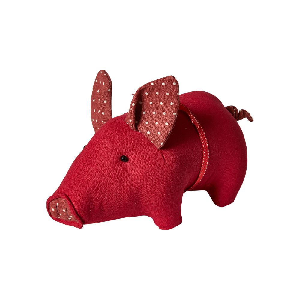 Weihnachtsschwein mit Schleife, 23 x 13 x 12 cm, rot