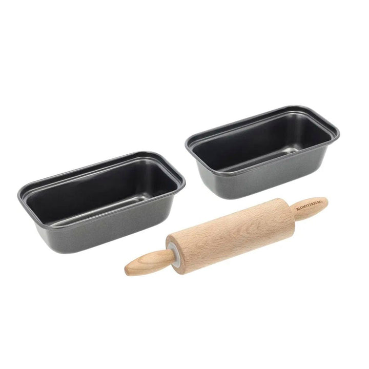 Blomsterbergs – Mini-Brotform-Set mit Nudelholz – 3-teilig