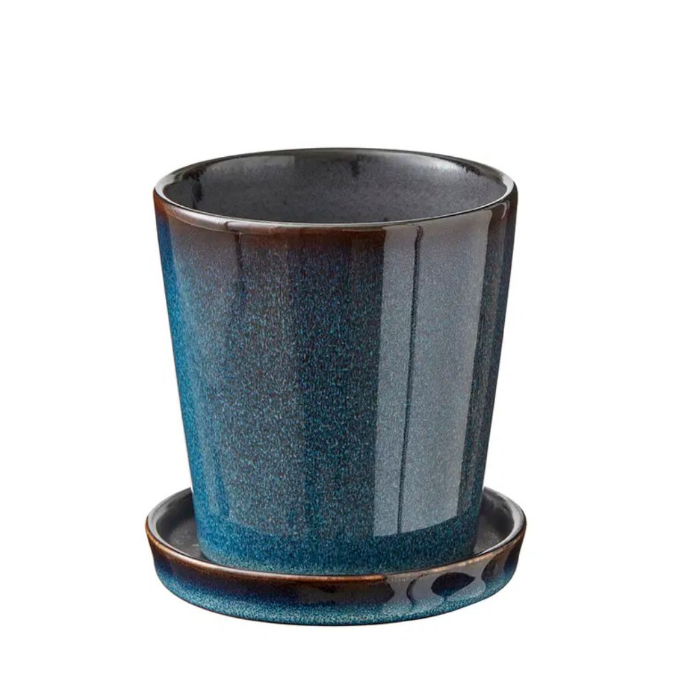Bitz – Blumentopf versteckt 10 cm blau/schwarz