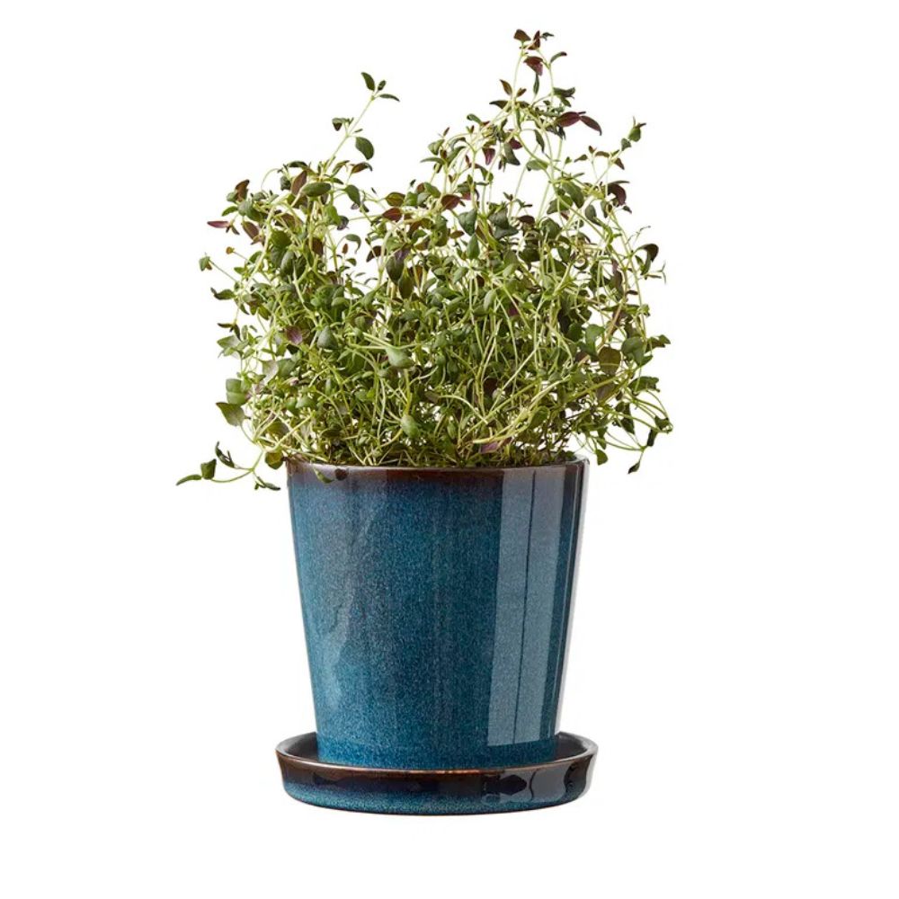Bitz – Blumentopf versteckt 10 cm blau/schwarz