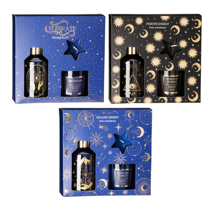 Geschenkset mit Räucherstäbchen und Duftkerzen – verschiedene Designs