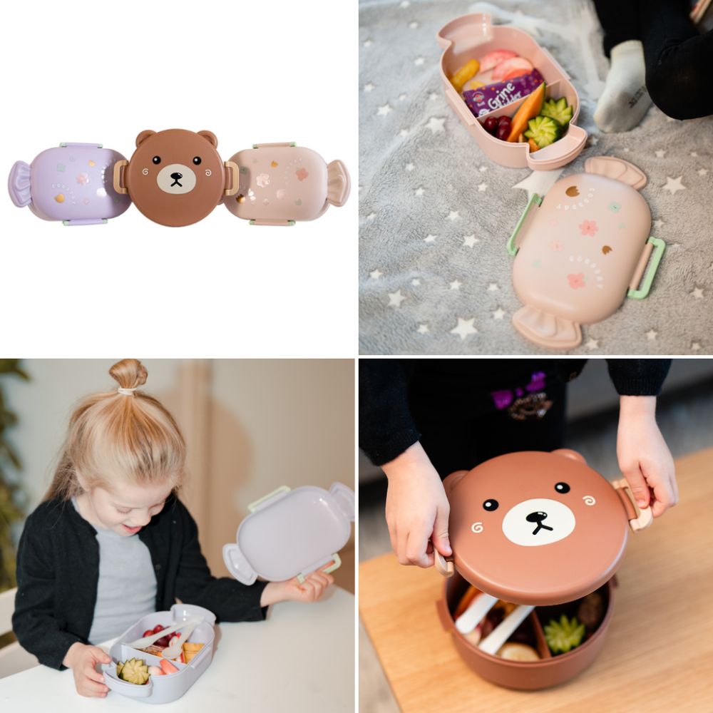 Lunchbox – mit Fächern und Besteck – verschiedene Designs