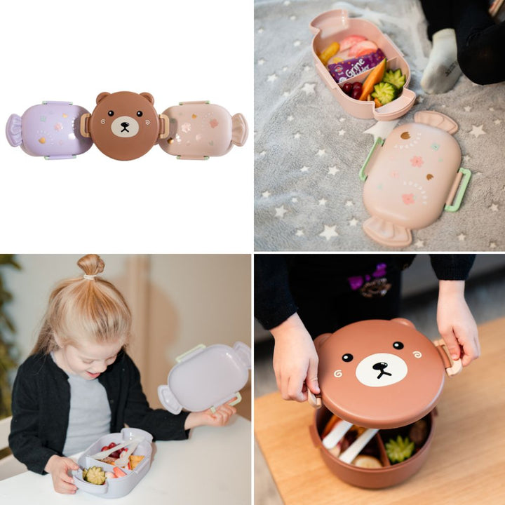 Lunchbox – mit Fächern und Besteck – verschiedene Designs
