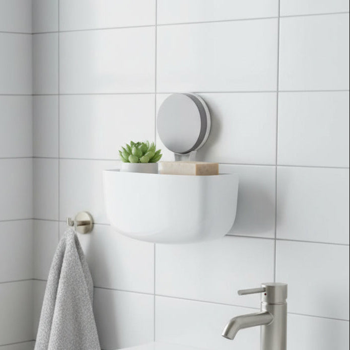 Badehylde med sugekop 16 x 7 x 17 cm