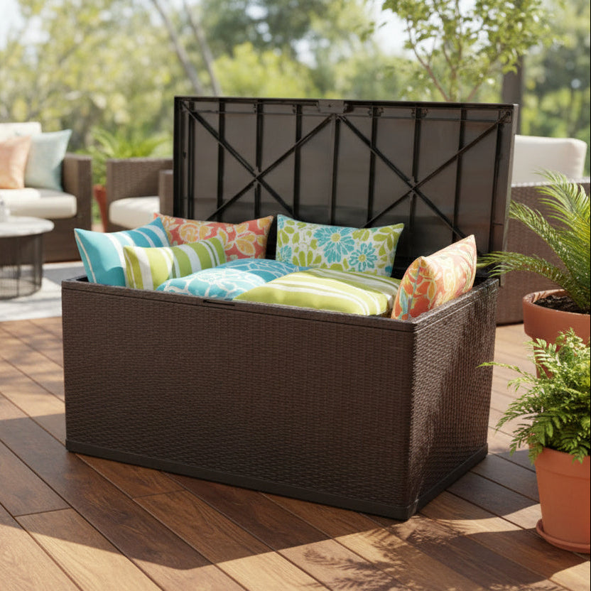 Hyndeboks  120x61x63 cm - sort rattan