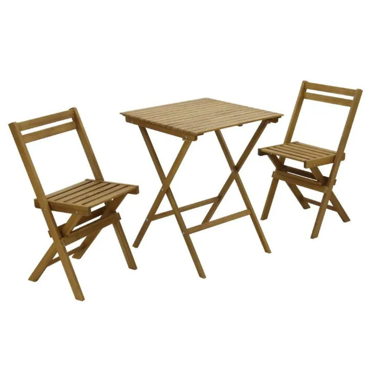 Café-Set – 1 Tisch, 2 Stühle aus naturbelassenem Akazienholz