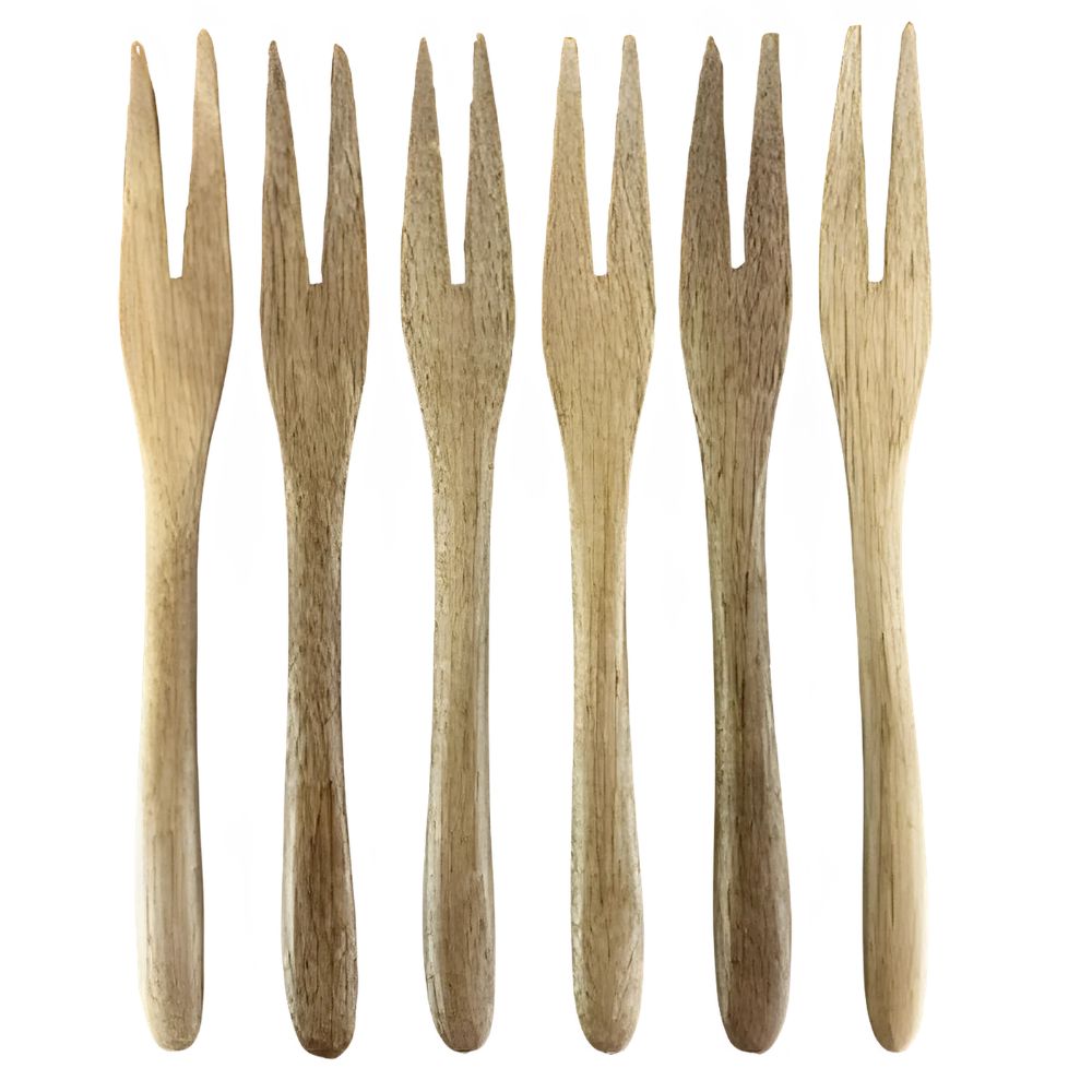 Gabel für Aufschnitt aus Akazienholz, 14 cm - 6 Stück.
