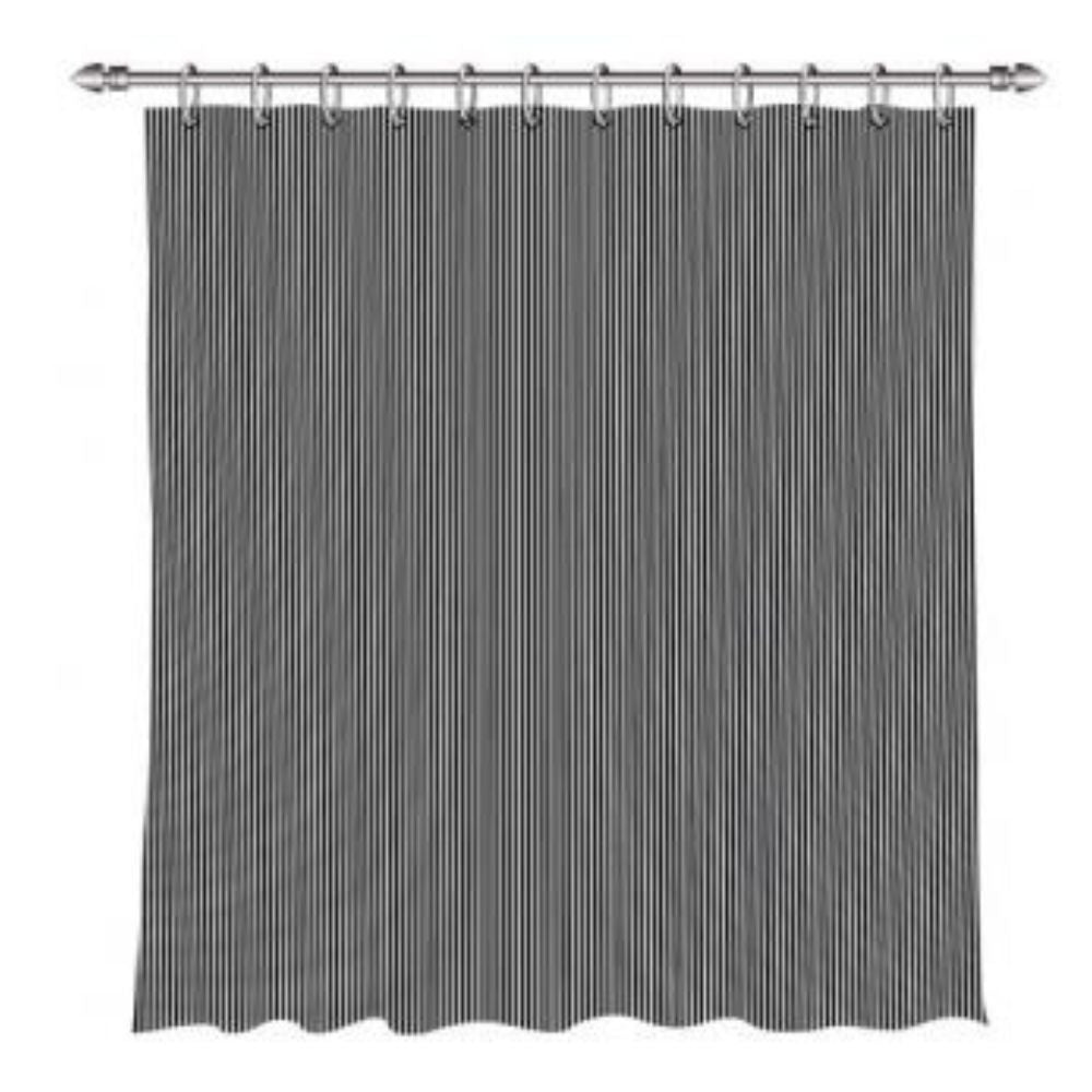 Duschvorhang inkl. Ringe 180x200 cm, gestreift, schwarz