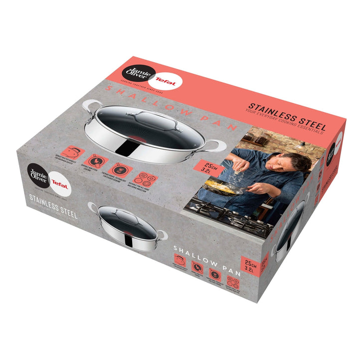 Tefal - Jamie Oliver Essential SS Schmorpfanne 25 cm 3,2 L mit Deckel