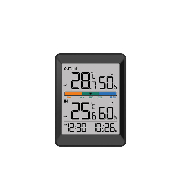 Conzept – Kabelloses Thermometer mit Uhr – Schwarz