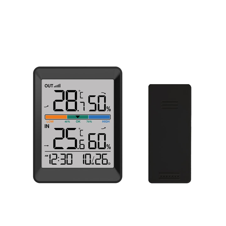Conzept – Kabelloses Thermometer mit Uhr – Schwarz