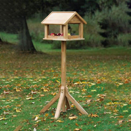 Cinas - Vogelhuisje van teakhout met standaard B 34 x D 40 (x H 35) x H 130 cm
