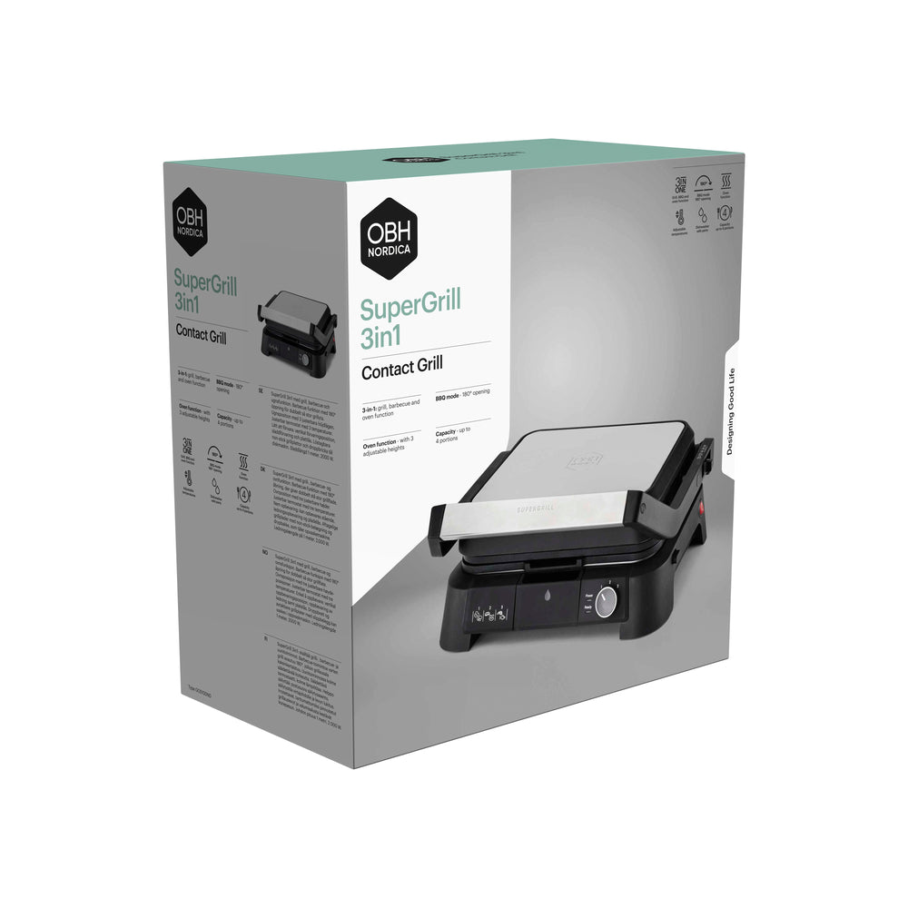 OBH Nordica - SuperGrill Kontaktgrill 3-in-1 Edelstahl