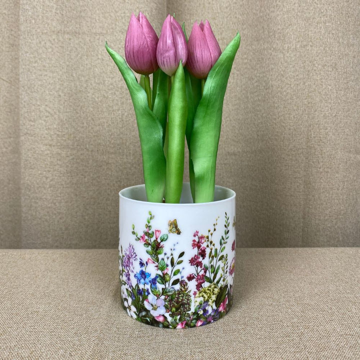 Pflanzenübertopf aus Porzellan – Flora klein