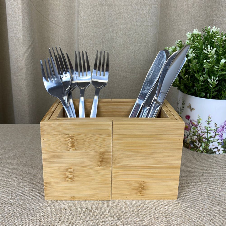 Besteckkasten verstellbar - aus Bambus - 18/27x10x12 cm