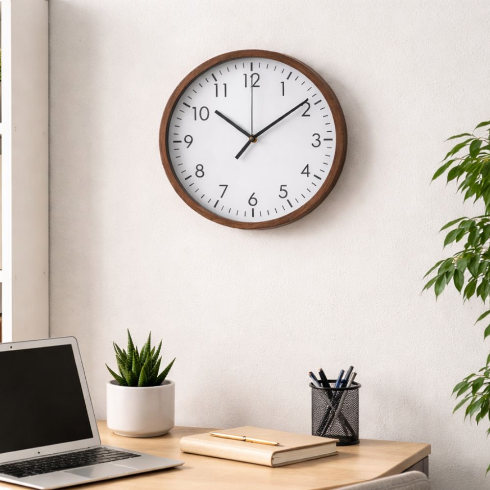 Conzept - Wanduhr funkgesteuert 30 cm - Holzimitatrahmen - Sweep Quarzuhrwerk