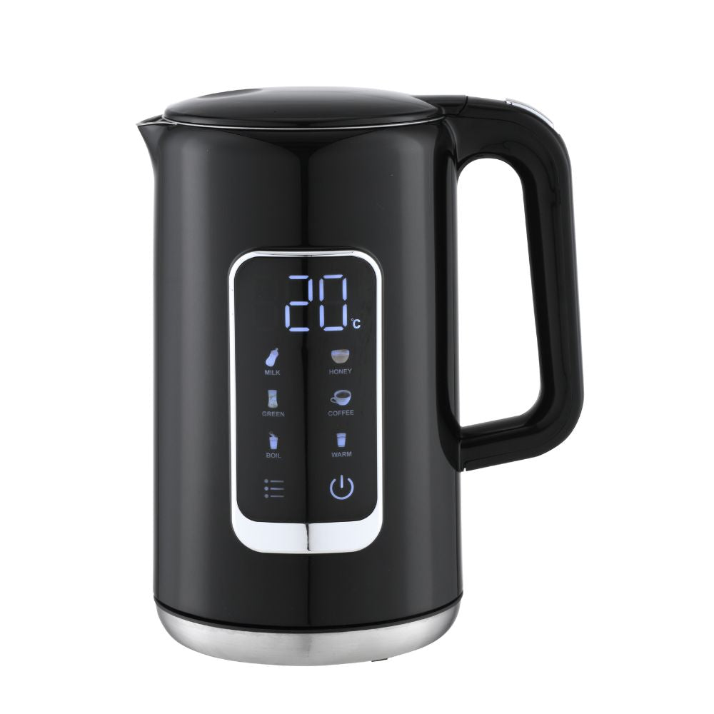 Conzept Wasserkocher, schwarz, doppelwandig, 1,7 l, 2200 W mit Digitalanzeige