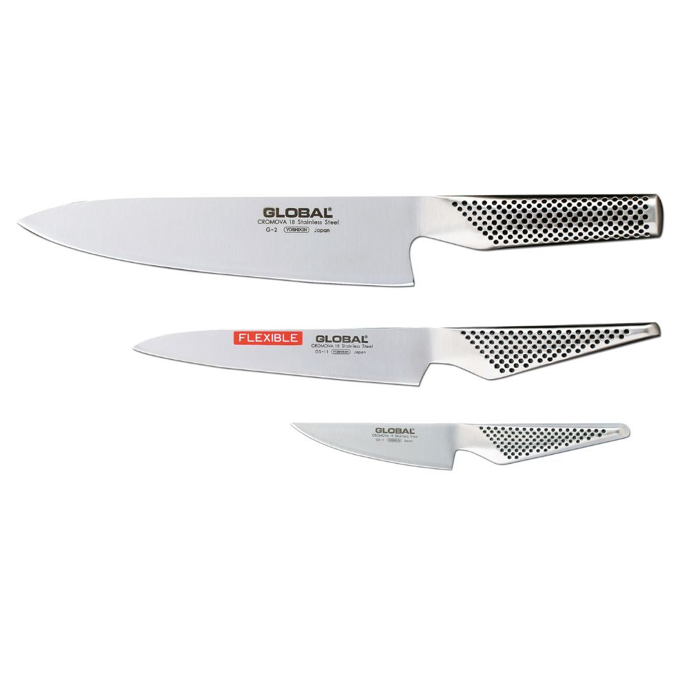 Global – Messerset, 3-teilig – GS-1, GS-11, G-2 – Stahl