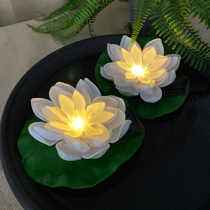 Conzept - Solar-Lotusblume Ø17 cm weiß 2 Stück.