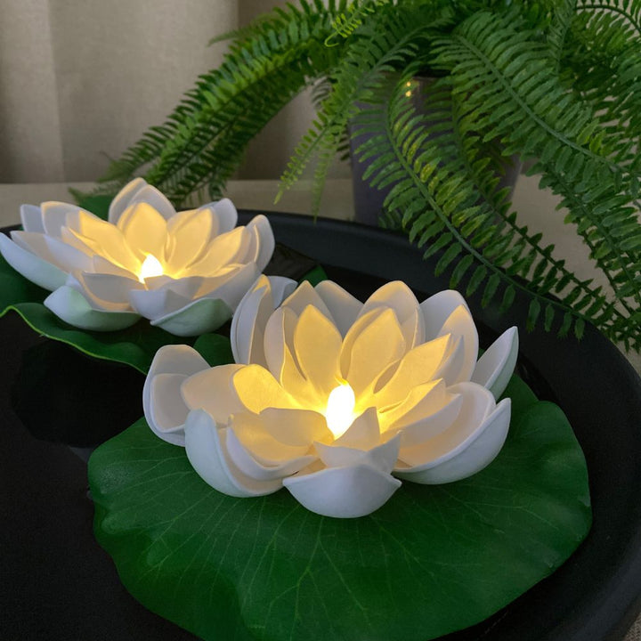 Conzept - Solar-Lotusblume Ø17 cm weiß 2 Stück.