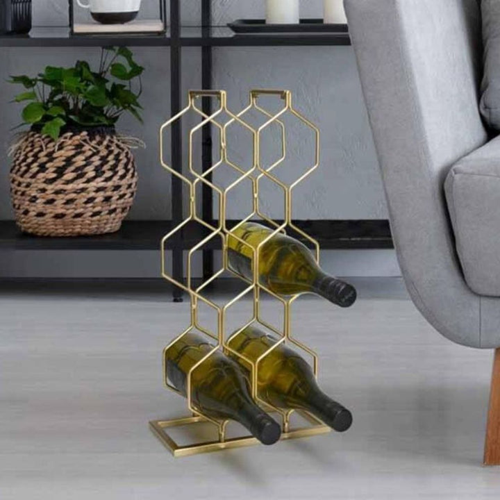 Weinregal für 8 Flaschen – Metall goldfarben