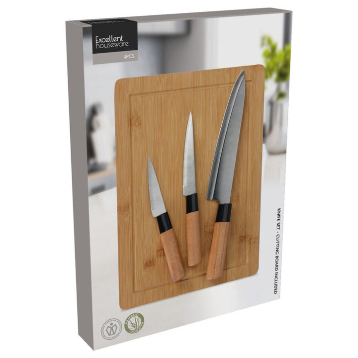 Messerset mit Schneidebrett – 3 Messer