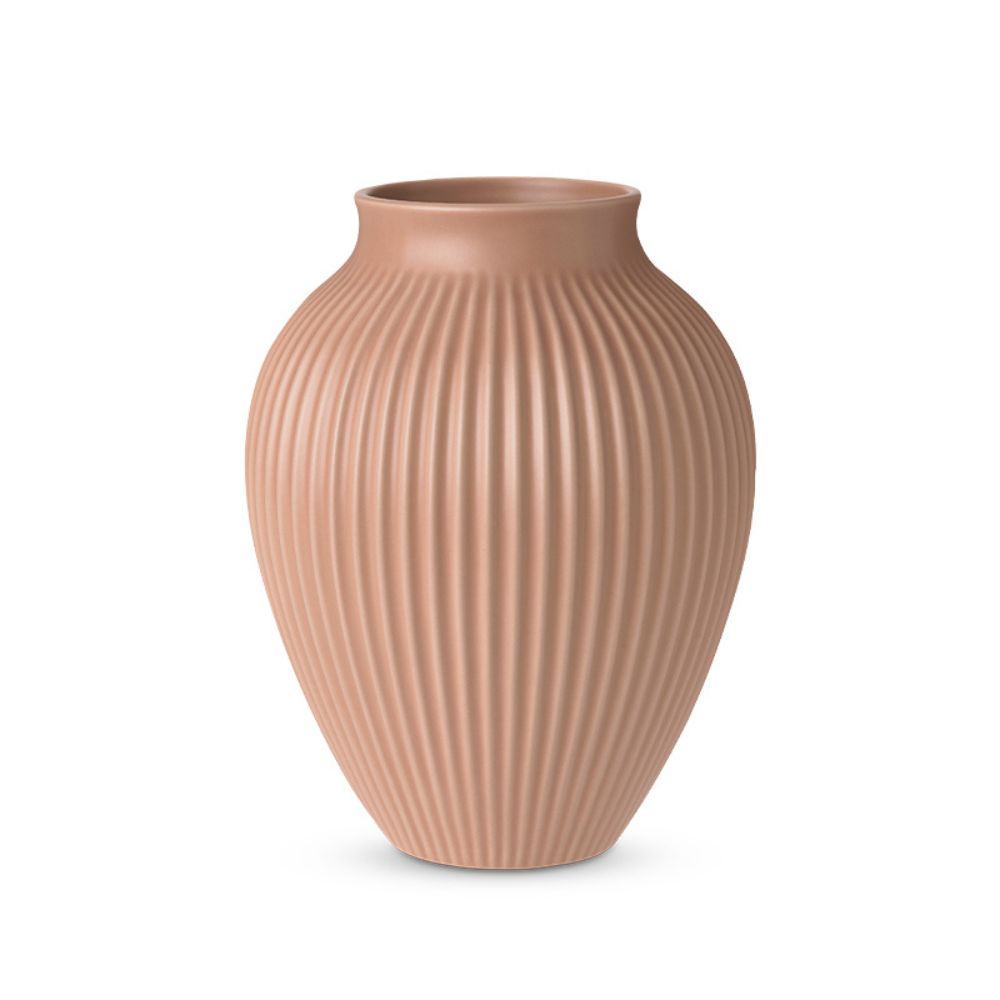 Knabstrup - Vase H 27 cm Wellenmuster Matte Altrosa