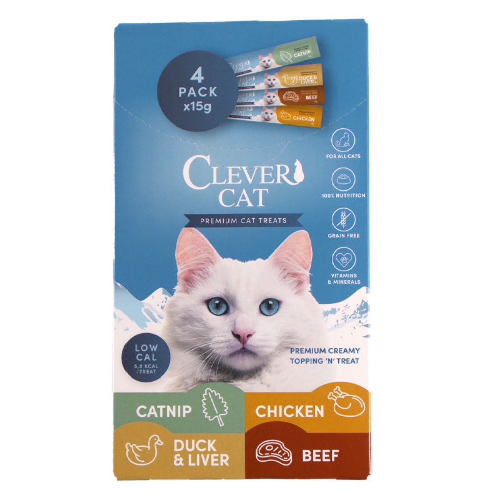 Clever Cat - Flüssige Leckerlis 4 Stk. - verschiedene Geschmacksrichtungen