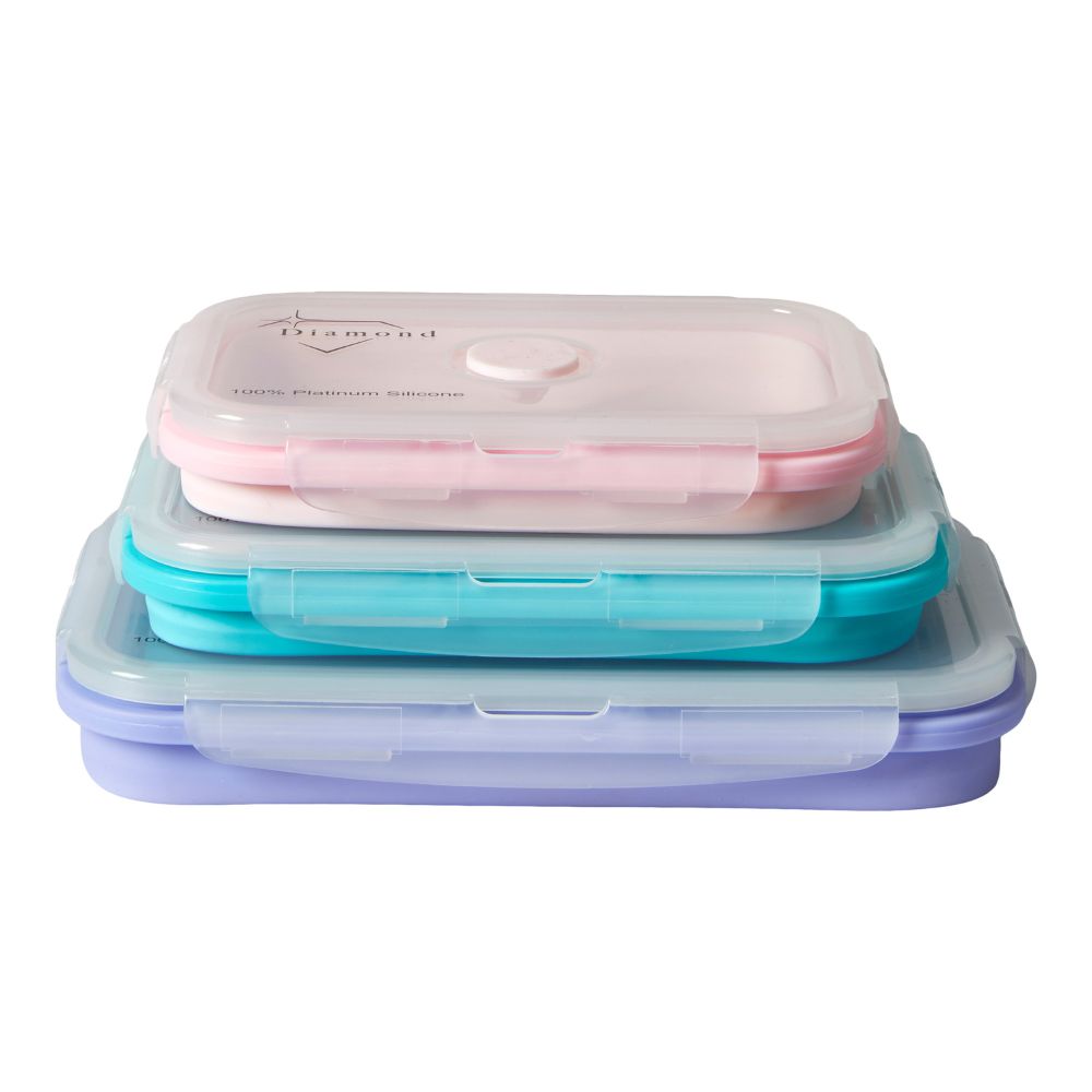 Lebensmittelaufbewahrung 3er-Set faltbar - 13/16,5/18 cm Silikon Mixfarben