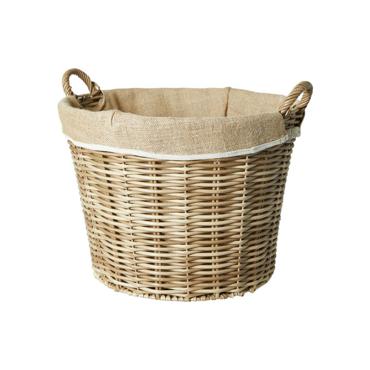 Wilgenmand met handvat en linnen – D50x37 cm